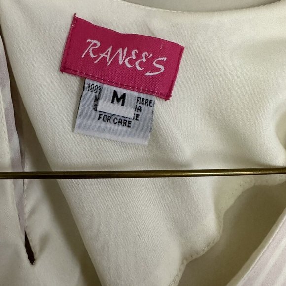 Vintage blue white dress size M Silk Fibre - Picture 3 of 9